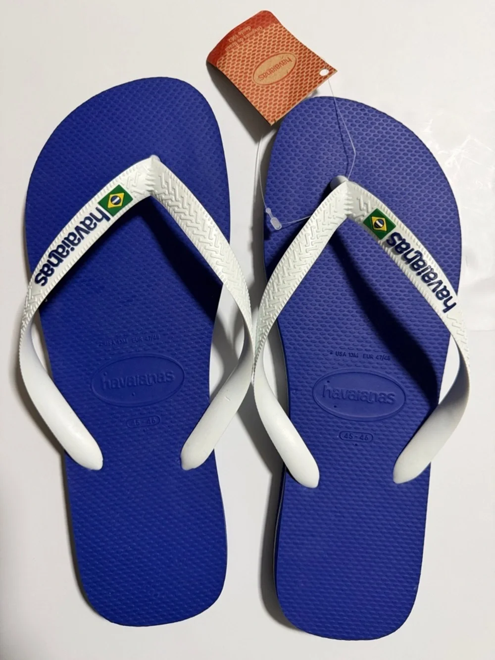 Havaianas Top Brazil Logo in Royal Blue Flip Flops with White Straps